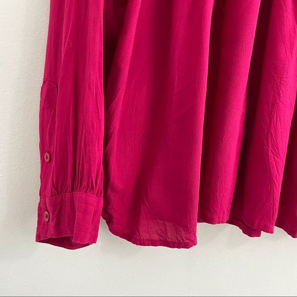 Sundance Deep Pink Long Sleeve Flowy 100% Rayon Top - Picture 4 of 6